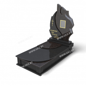 Фигурный комбинированный памятник из черного и коричневого гранита с закрытой надгробной плитой, модель ОК-17